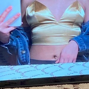 Shirred Back Satin Bralette Top